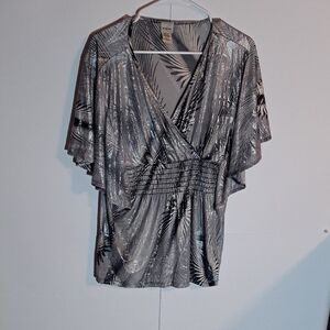 Elegant Gray Patterned Women's Top